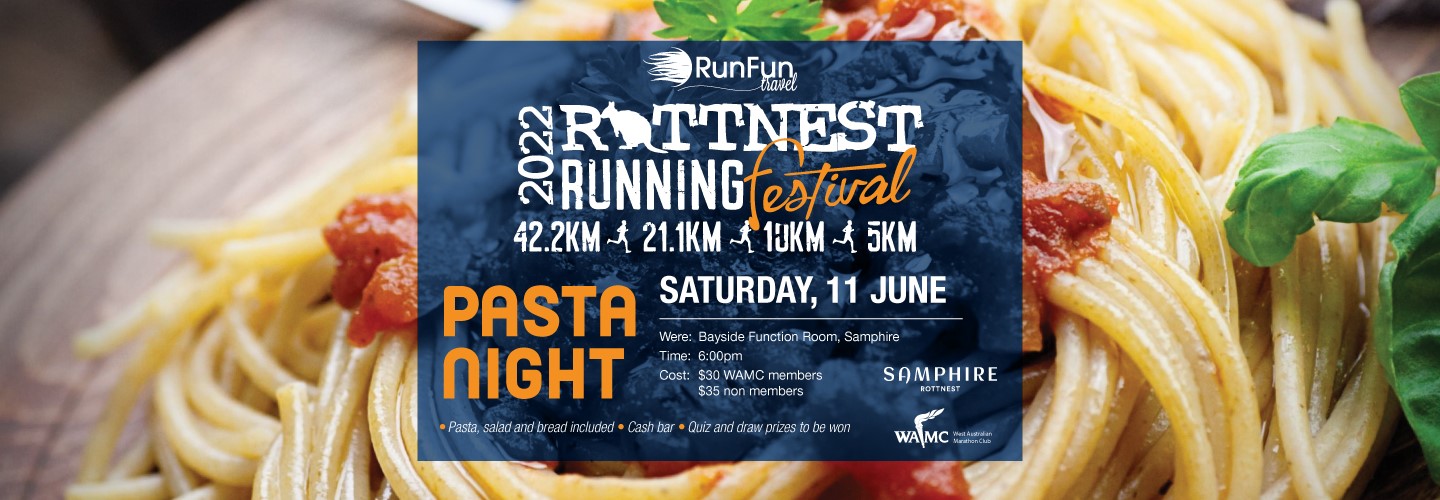 Event details for Rottnest Running Festival PreRace Pasta Night West